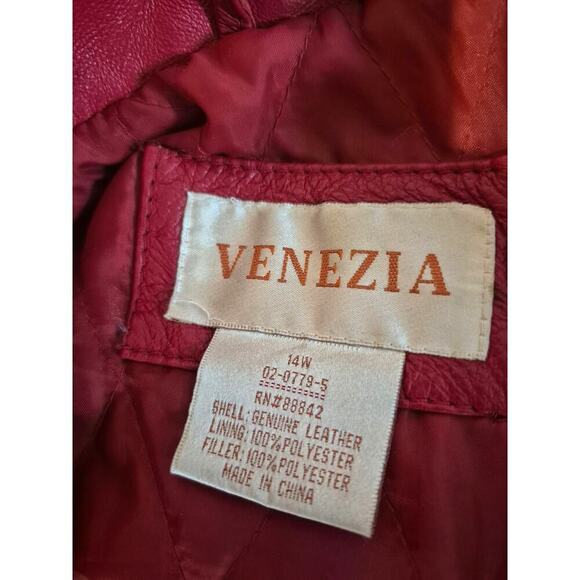 Vintage Genuine Red Leather Venezia trench coat womens size‎ 14W plus size - Picture 4 of 5